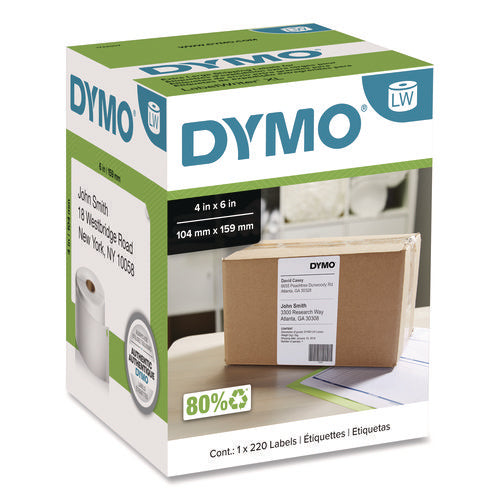 Image of DYMO® Labelwriter Shipping Labels, 4" X 6", White, 220 Labels/roll
