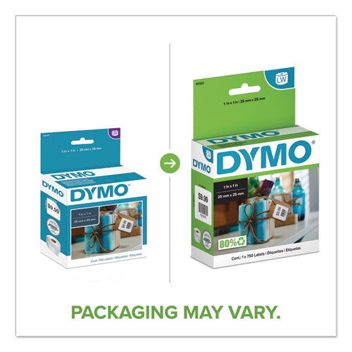 Image of DYMO® Labelwriter Multipurpose Labels, 1" X 1", White, 750 Labels/roll