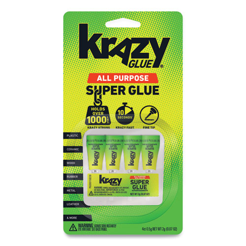 Image of Krazy Glue® Single-Use Tubes, 0.07 Oz, Dries Clear, 4/pack