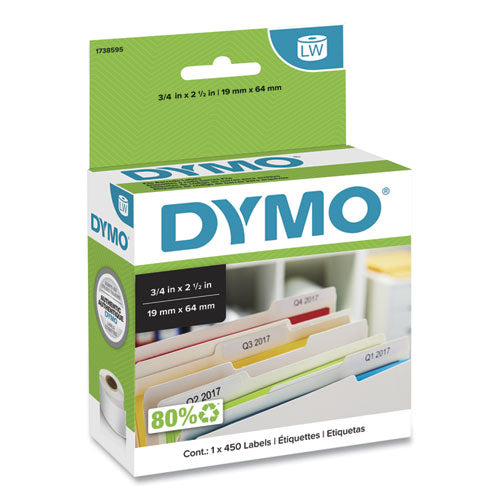 Image of DYMO® Labelwriter Bar Code Labels, 0.75" X 2.5", White, 450 Labels/roll