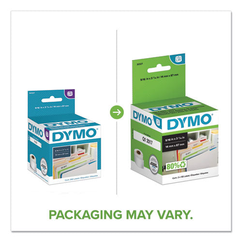 Image of DYMO® LabelWriter 1-UP File Folder Labels, 0.56" x 3.43", White, 130 Labels Roll, 2 Rolls/Pack