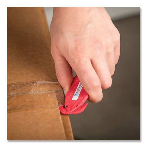 Image of San Jamar® Klever Kutter Safety Cutter, 3 Razor Blades, 1" Blade, 4" Plastic Handle, Red