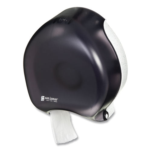Image of San Jamar® Single 9" Jumbo Bath Tissue Dispenser, Classic, 10.25 x 5.63 x 12, Transparent Black Pearl