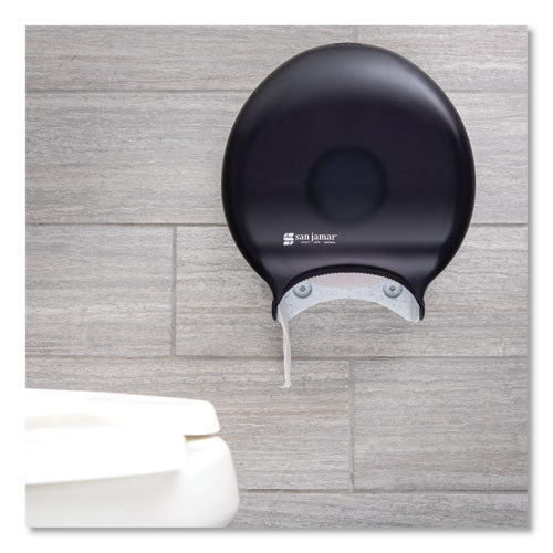 Image of San Jamar® Single 9" Jumbo Bath Tissue Dispenser, Classic, 10.25 x 5.63 x 12, Transparent Black Pearl