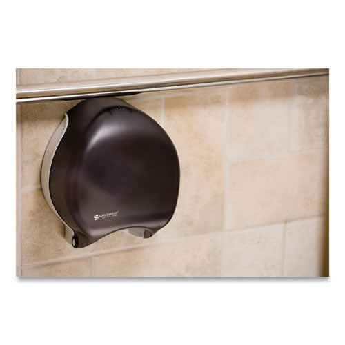 Image of San Jamar® Single 9" Jumbo Bath Tissue Dispenser, Classic, 10.25 x 5.63 x 12, Transparent Black Pearl