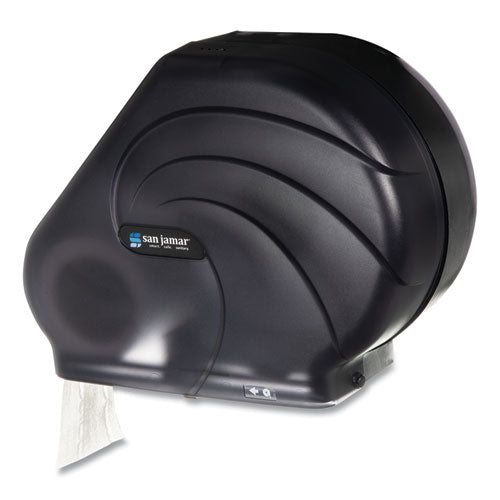 Image of San Jamar® Oceans Reserva Jumbo Tissue Dispenser with Stub, 16.75 x 5.5 x 12.25, Black Pearl