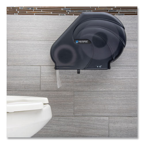 Image of San Jamar® Oceans Reserva Jumbo Tissue Dispenser with Stub, 16.75 x 5.5 x 12.25, Black Pearl