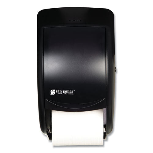 Image of San Jamar® Duett Standard Bath Tissue Dispenser, 2 Roll, 7.5 x 7 x 12.75, Black Pearl