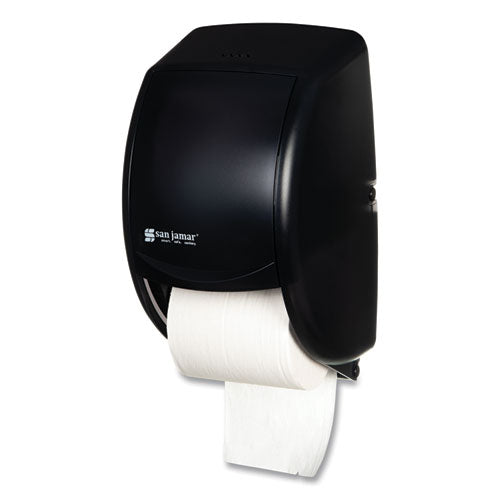 Image of San Jamar® Duett Standard Bath Tissue Dispenser, 2 Roll, 7.5 x 7 x 12.75, Black Pearl