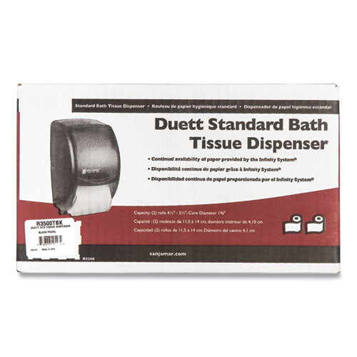 Image of San Jamar® Duett Standard Bath Tissue Dispenser, 2 Roll, 7.5 x 7 x 12.75, Black Pearl