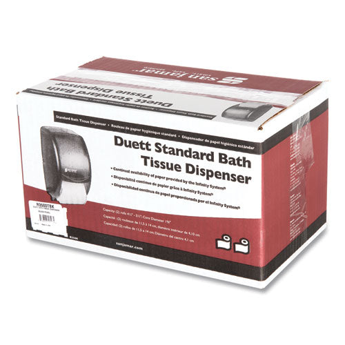 Image of San Jamar® Duett Standard Bath Tissue Dispenser, 2 Roll, 7.5 x 7 x 12.75, Black Pearl