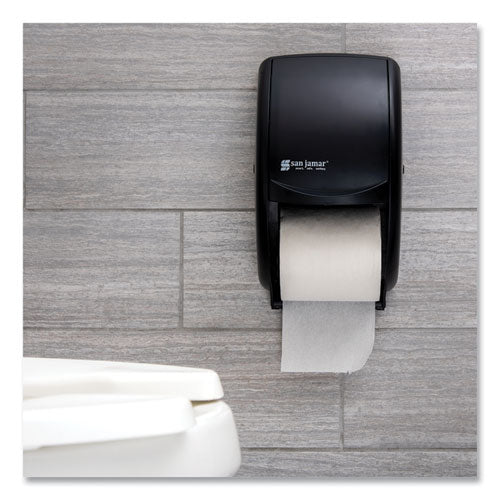 Image of San Jamar® Duett Standard Bath Tissue Dispenser, 2 Roll, 7.5 x 7 x 12.75, Black Pearl