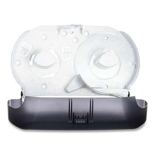Image of San Jamar® Twin 9" Jumbo Tissue Dispenser, Classic, 19 x 5.25 x 12, Transparent Black Pearl