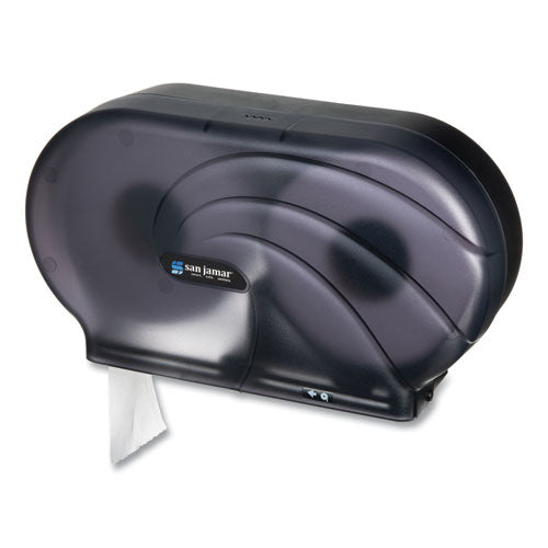 Image of San Jamar® Twin 9" JBT Toilet Tissue Dispenser, Oceans, 19 x 5.25 x 12, Transparent Black Pearl