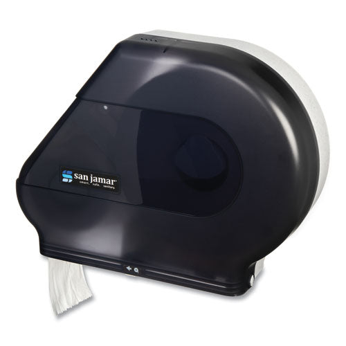 Image of San Jamar® Quantum 12"-13" JBT Dispenser, Classic, 22 x 5.88 x 16.5, Transparent Black Pearl