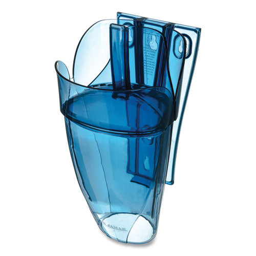 Image of San Jamar® Saf-T-Scoop and Guardian System for Ice Machines, 64 oz to 86 oz Ice Scoop, Transparent Blue