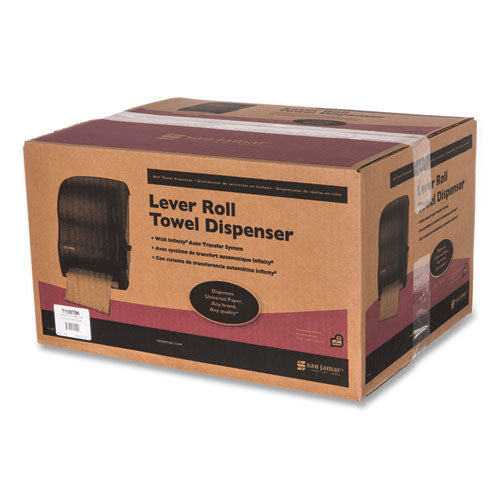 Image of San Jamar® Lever Roll Towel Dispenser, Classic, 12.94 X 9.25 X 16.5, Transparent Black Pearl