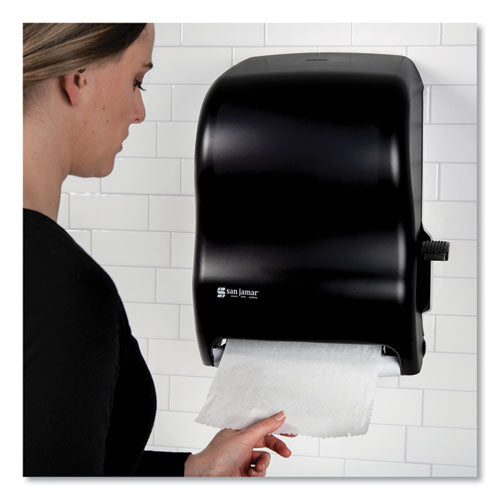 Image of San Jamar® Lever Roll Towel Dispenser, Classic, 12.94 X 9.25 X 16.5, Transparent Black Pearl
