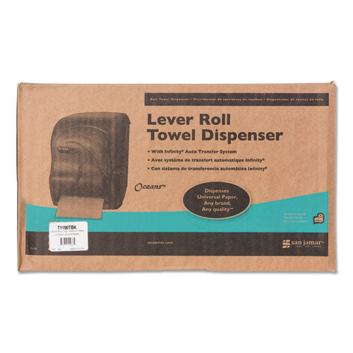 Image of San Jamar® Lever Roll Towel Dispenser, Oceans, 12.94 X 9.25 X 16.5, Black Pearl