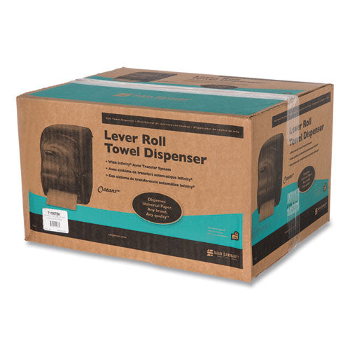 Image of San Jamar® Lever Roll Towel Dispenser, Oceans, 12.94 X 9.25 X 16.5, Black Pearl