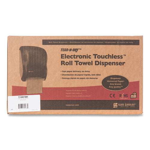 Image of San Jamar® Tear-N-Dry Touchless Roll Towel Dispenser, 11.75 X 9 X 15.5, Black Pearl