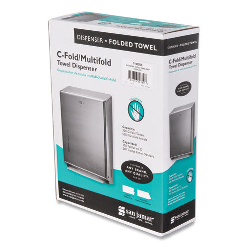 Image of San Jamar® C-Fold/multifold Towel Dispenser, 11.38 X 4 X 14.75, Stainless Steel