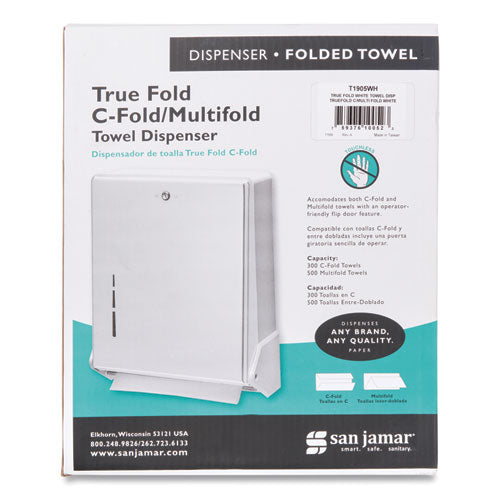 Image of San Jamar® True Fold C-Fold/multifold Paper Towel Dispenser, 11.63 X 5 X 14.5, White