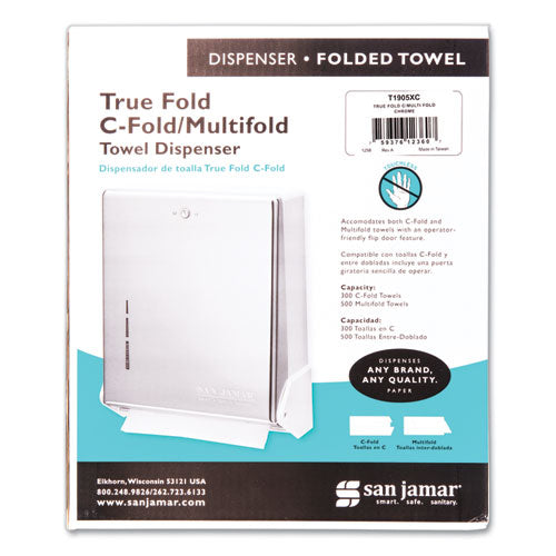 Image of San Jamar® True Fold C-Fold/multifold Paper Towel Dispenser, 11.63 X 5 X 14.5, Chrome