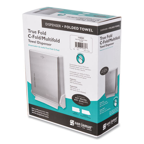 Image of San Jamar® True Fold C-Fold/multifold Paper Towel Dispenser, 11.63 X 5 X 14.5, Chrome