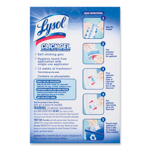 Image of LYSOL® Brand Click Gel Automatic Toilet Bowl Cleaner, Ocean Fresh, 6/box, 4 Boxes/carton