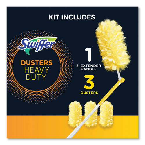 Image of Swiffer® Heavy Duty Dusters With Extendable Handle, 14" To 3 Ft Handle, 1 Handle And 3 Dusters/kit