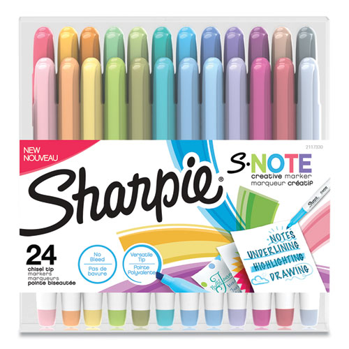 Image of Sharpie® S-Note Creative Markers, Assorted Ink Colors, Chisel Tip, Assorted Barrel Colors, 24/pack