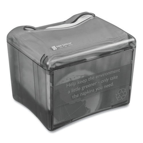 Image of San Jamar® Venue Napkin Dispenser with Advertising Inset, 6.5 x 6.13 x 6.9, Capacity: 200, Black