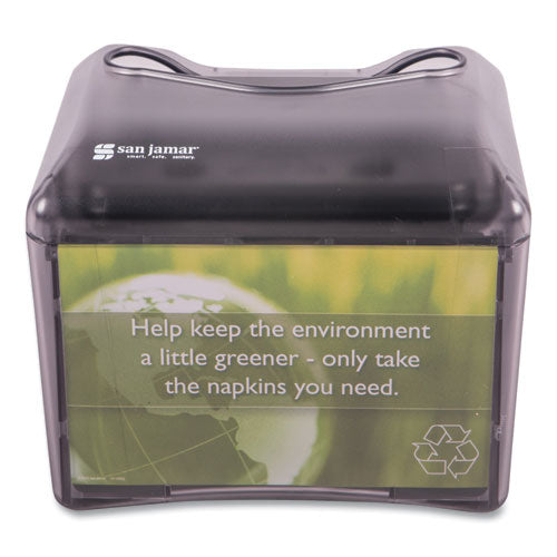 Image of San Jamar® Venue Napkin Dispenser with Advertising Inset, 6.5 x 6.13 x 6.9, Capacity: 200, Black
