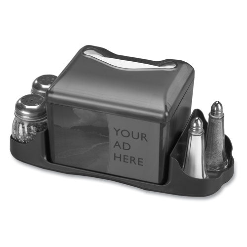Image of San Jamar® Venue Napkin Dispenser with Advertising Inset, 6.5 x 6.13 x 6.9, Capacity: 200, Black