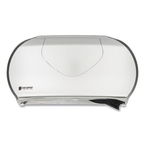 Image of San Jamar® Twin 9" Jumbo Bath Tissue Dispenser, Summit, 19.25 x 6 x 12.25, Faux Stainless Steel
