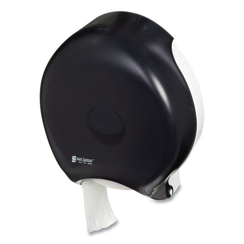 Image of San Jamar® Single 12" JBT Bath Tissue Dispenser, Classic, 1 Roll, 12.9 x 5.63 x 14.88, Transparent Black Pearl