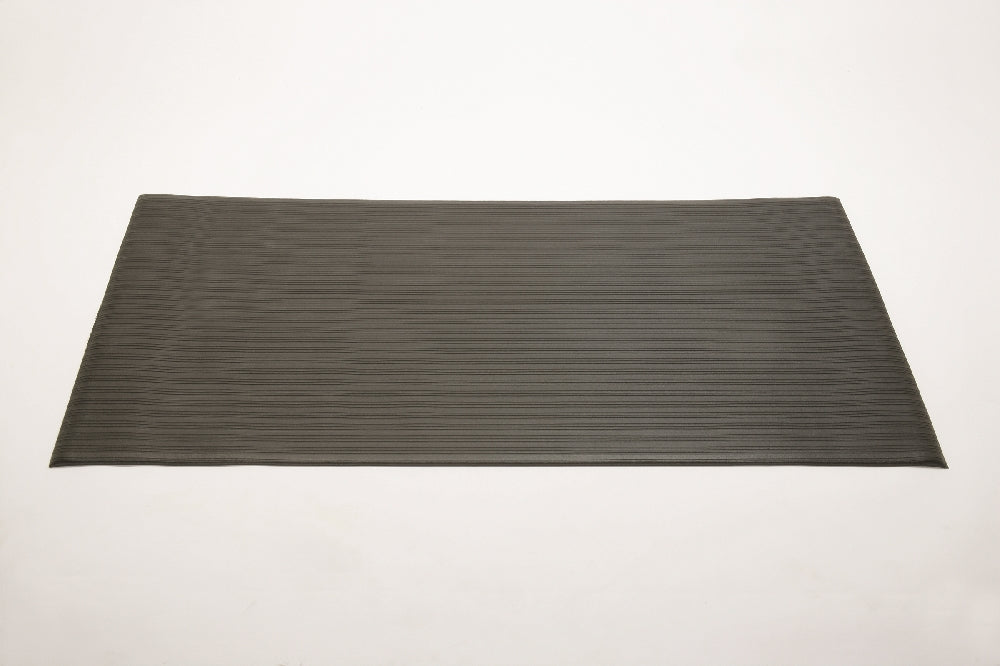 Image of Anti-Fatigue Mat, Light Duty, Black/Vinyl Rib, 3' x 3/8" x 5'