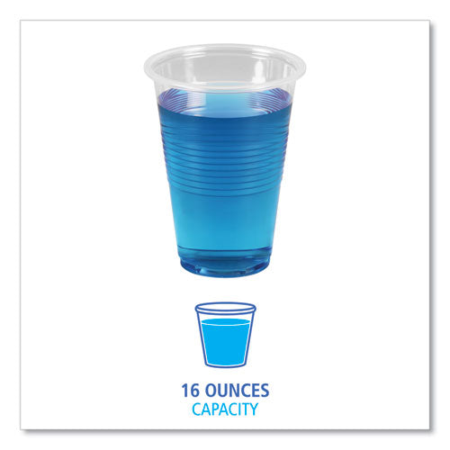 Image of Boardwalk® Translucent Plastic Cold Cups, 16 oz, 50/Sleeve, 20 Sleeves/Carton