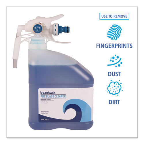 Image of Boardwalk® PDC Glass Cleaner, Unscented, 3 L Bottle, 2/Carton