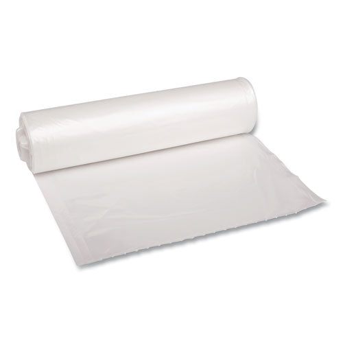 Image of Boardwalk® Recycled Low-Density Polyethylene Can Liners, 33 gal, 1.4 mil, 33" x 39", Clear, Perforated, 10 Bags/Roll, 10 Rolls/Carton