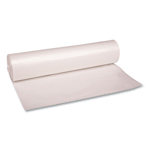 Image of Boardwalk® Recycled Low-Density Polyethylene Can Liners, 56 gal, 1.1 mil, 43" x 47", Clear, Perforated, 10 Bags/Roll, 10 Rolls/Carton