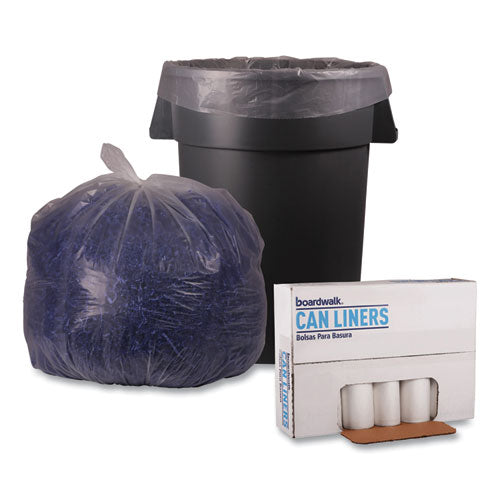 Image of Boardwalk® Recycled Low-Density Polyethylene Can Liners, 45 gal, 1.1 mil, 40" x 46", Clear, Perforated, 10 Bags/Roll, 10 Rolls/Carton