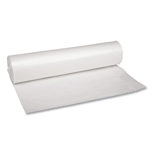 Image of Boardwalk® Recycled Low-Density Polyethylene Can Liners, 45 gal, 1.1 mil, 40" x 46", Clear, Perforated, 10 Bags/Roll, 10 Rolls/Carton