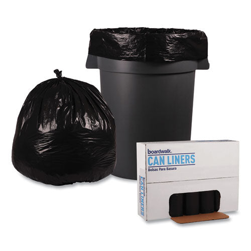 Image of Boardwalk® Recycled Low-Density Polyethylene Can Liners, 45 gal, 0.8 mil, 40" x 48", Black, Perforated, 10 Bags/Roll, 10 Rolls/Carton