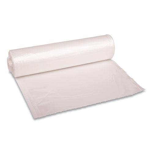 Image of Boardwalk® Recycled Low-Density Polyethylene Can Liners, 33 gal, 1.1 mil, 33" x 39", Clear, Perforated, 10 Bags/Roll, 10 Rolls/Carton