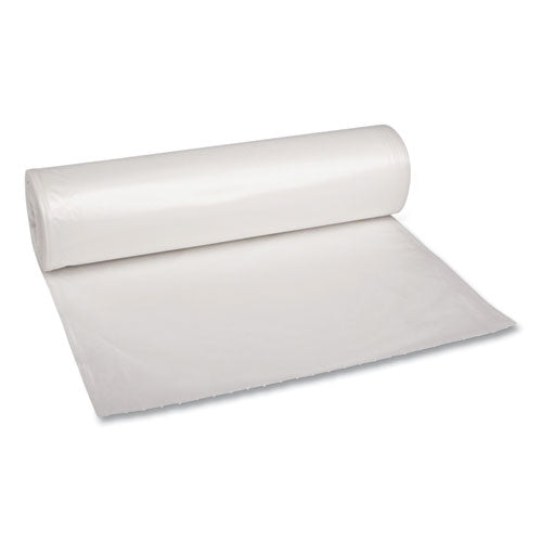 Image of Boardwalk® Recycled Low-Density Polyethylene Can Liners, 60 gal, 1.1 mil, 38" x 58", Clear, Perforated, 10 Bags/Roll, 10 Rolls/Carton