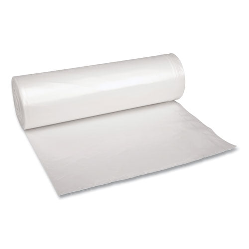 Image of Boardwalk® Recycled Low-Density Polyethylene Can Liners, 45 gal, 1.4 mil, 40" x 46", Clear, Perforated, 10 Bags/Roll, 10 Rolls/Carton