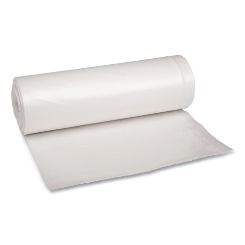 Image of Boardwalk® Recycled Low-Density Polyethylene Can Liners, 60 gal, 1.75 mil, 38" x 58", Clear, Perforated, 10 Bags/Roll, 10 Rolls/Carton