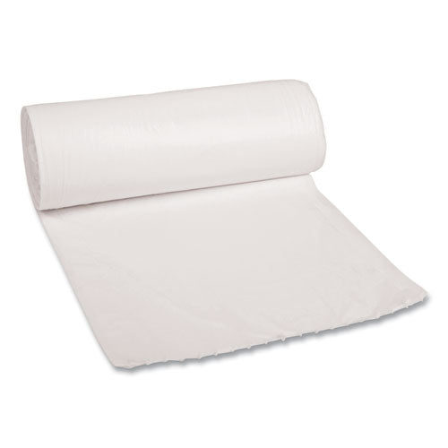 Image of Boardwalk® Low-Density Waste Can Liners, 30 gal, 0.6 mil, 30" x 36", White, Perforated Roll, 25 Bags/Roll, 8 Rolls/Carton